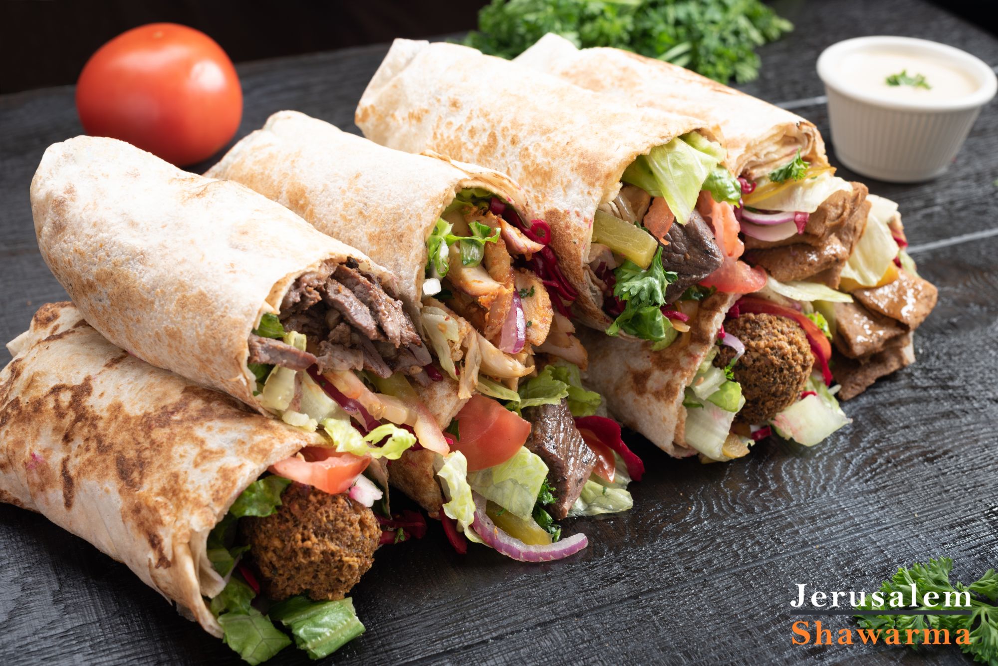 Shawarma and falafel wraps
